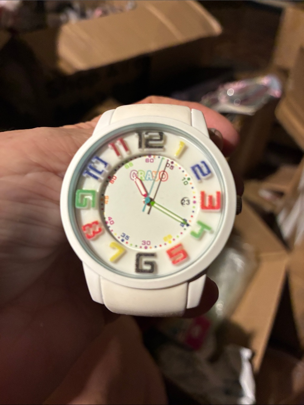 White Silicone band Rainbow Number Watch